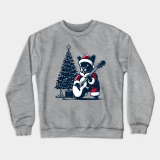 French Bulldog Playing Guitar Christmas Crewneck Sweatshirt